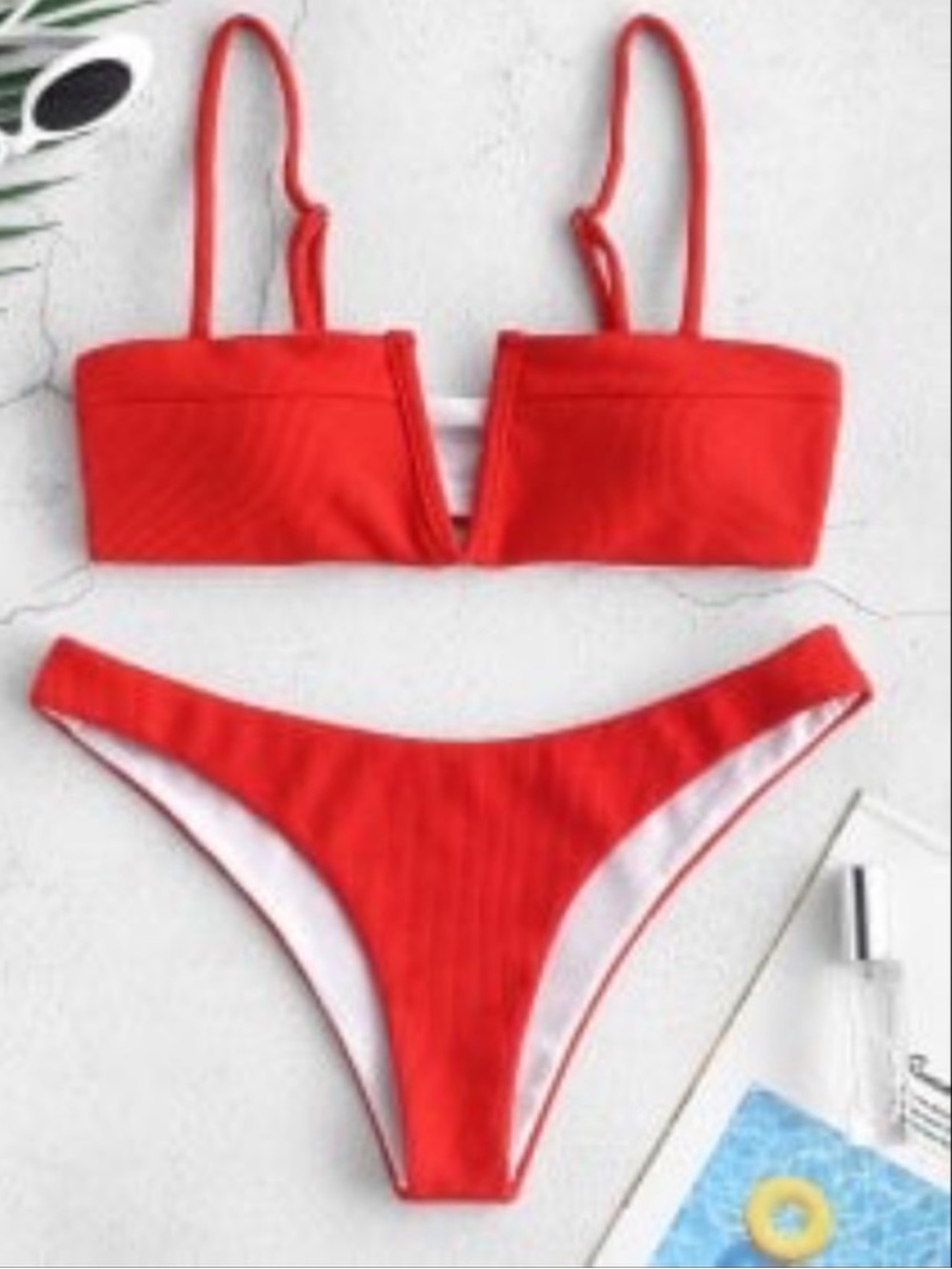 Zaful Ribbed Bikini Bathing Suit M (6)